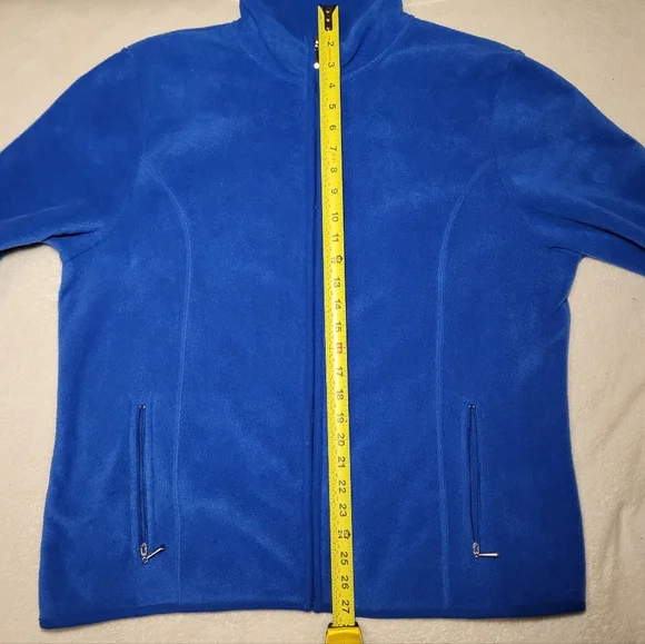 Women's Blue Full Zip Fleece Jacket With Stand-Up Collar - Picture 8 of 10